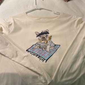 Talbots EUC Size Large French Bulldog Long sleeve Tee